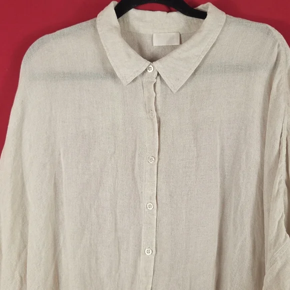 POSSE Lula Shirt - Natural Oversized Button Down Womens Lagenlook - Picture 3 of 9